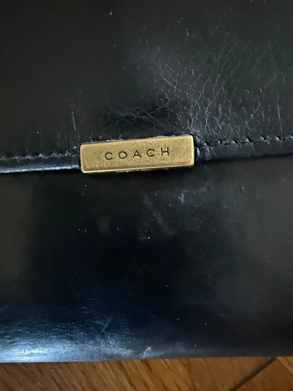 COACH ladies, vintage black, leather wallet, and preowned good condition